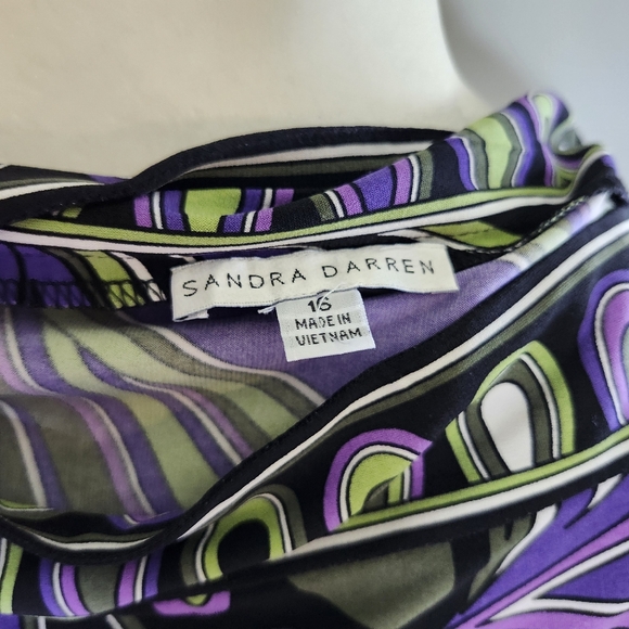 Sandra Darren Purple Green Cocktail Dress Knee-Length 3/4 Sleeve - Picture 5 of 5